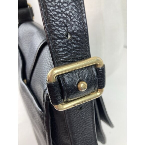 *Michael Kors Maxine Purse Black Pebbled Leather Crossbody Saddlebag Messenger - Picture 12 of 16